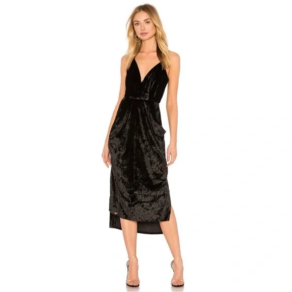 bcbg black velvet dress BCBG Black Velvet Midi Dress-- A vintage black